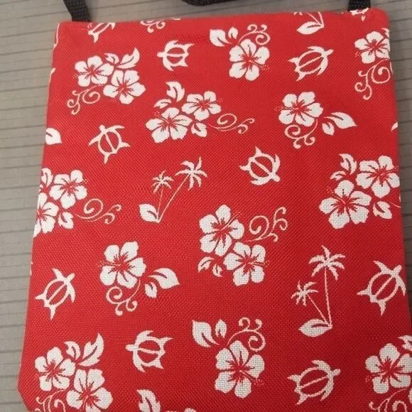 Cute crossbody red floral 3 zipper bag - Picture 5 of 7